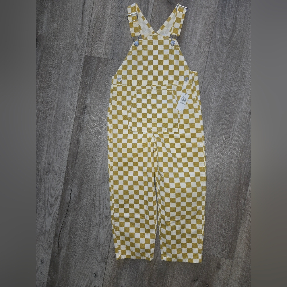 Old Navy Yellow and White Checkered Overalls